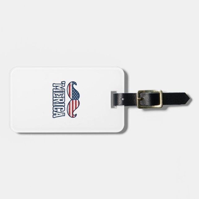 Distressed America Mustasch Patriotisk Vektor Desi Bagagebricka (Horisontell Framsida)