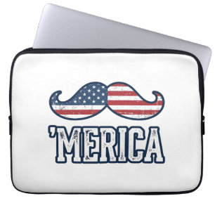 Distressed America Mustasch Patriotisk Vektor Desi Laptop Fodral