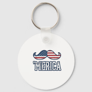 Distressed America Mustasch Patriotisk Vektor Desi Nyckelring