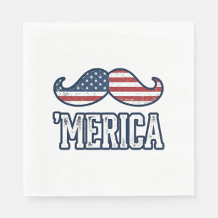 Distressed America Mustasch Patriotisk Vektor Desi Pappersservett