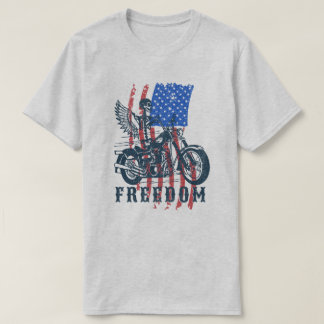 Distressed American Flag Motorcycle Rider Freedom T Shirt