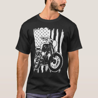 Distressed American Flag Motorcycle Rider T Shirt