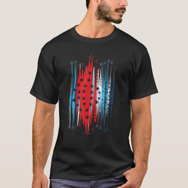 Distressed American Flag Patriot Labour Day I Love T Shirt (Framsida)