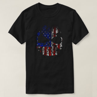 Distressed American Flag Skull T Shirt
