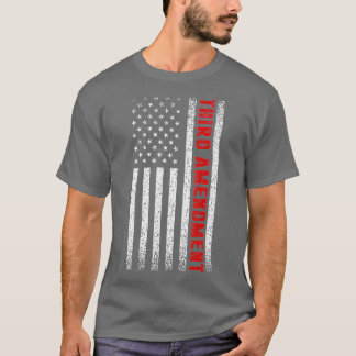 Distressed American Flag Third Amendment  T Shirt