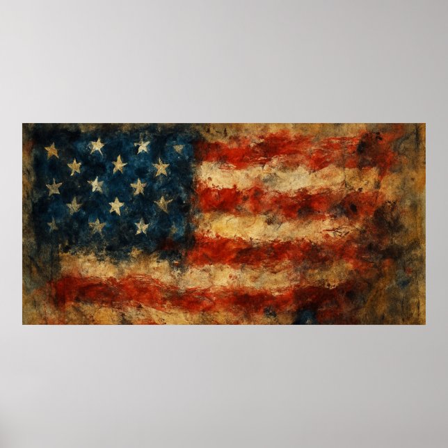 Distressed American Flag Vintage Patriotic  Poster (Framsidan)