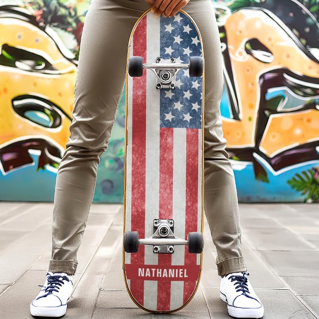 Distressed amerikansk flagga Patriotisk Mini Skateboard Bräda 18,5 Cm (Skapare uppladdad)