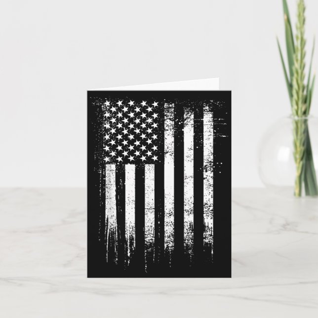 Distressed amerikansk flagga svart kort (Framsida)