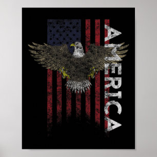 Distressed Amerikansk Flagga Vintage Usa Flaggor M Poster