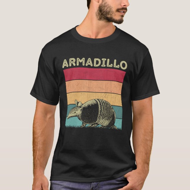 Distressed Armadillo Lover Boys Girls Retro Style  T Shirt (Framsida)