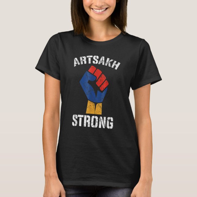 Distressed Artsakh Strong Artsakh is Armenia   Arm T Shirt (Framsida)