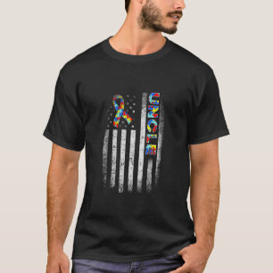 Distressed Autism Farbror Amerikansk Flagga Män Kv T Shirt