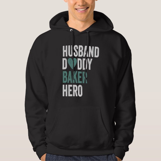 Distressed Baker  Husband Daddy Baker Hero Hoodie (Framsida)
