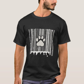 Distressed Barcode Paw Print Cute Cat Lover T Shirt