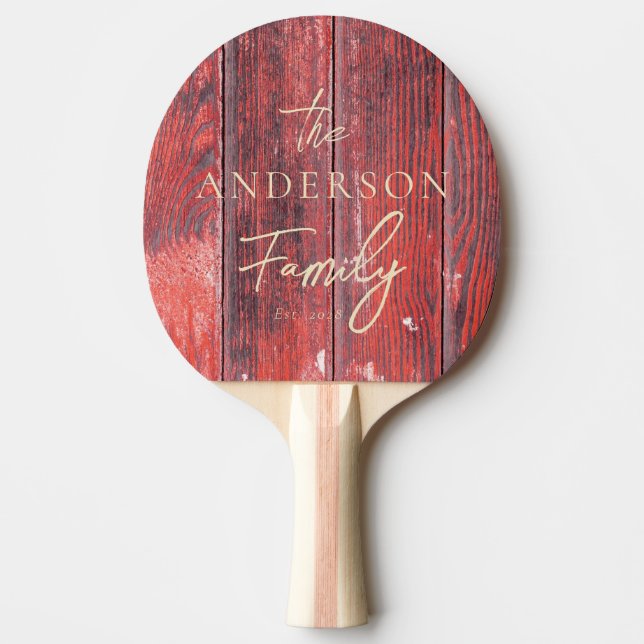 Distressed Barn Boards Hand Written Family Name Pingisracket (Framsidan)