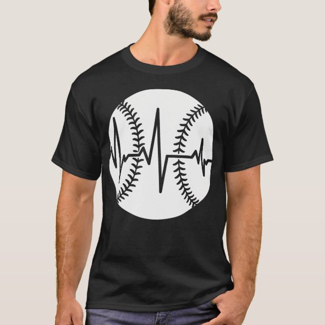 Distressed Baseball Hjärtfrekvens Sport Kläder T Shirt (Framsida)