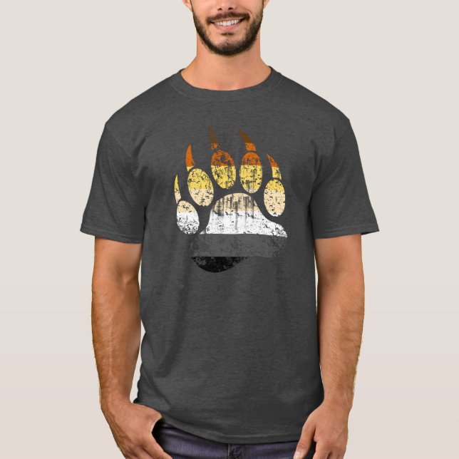 Distressed Bear Pride Flag Björn klor Tee Shirt (Framsida)