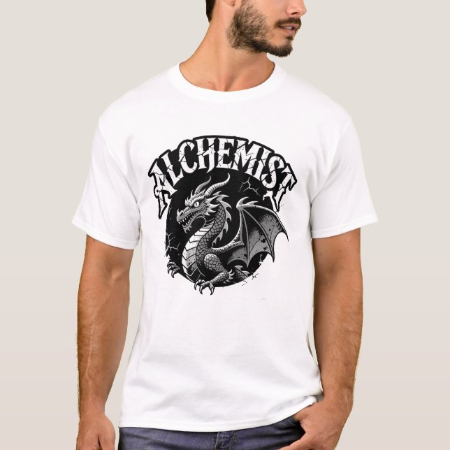 Distressed Bevingad Orm Alkemist Grafik T Shirt (Framsida)