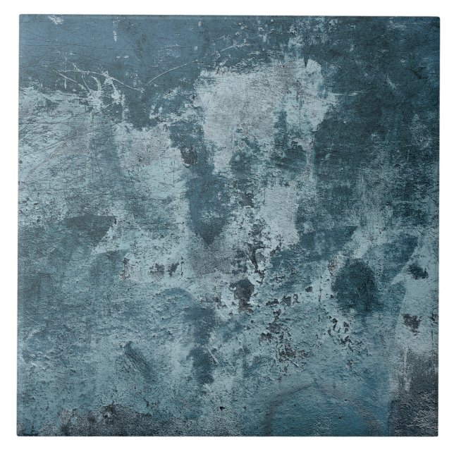 distressed blå cement kakelplatta (Framsidan)