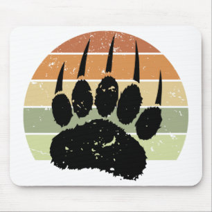 Distressed Black Bear Paw Print Retro Sunset Musmatta