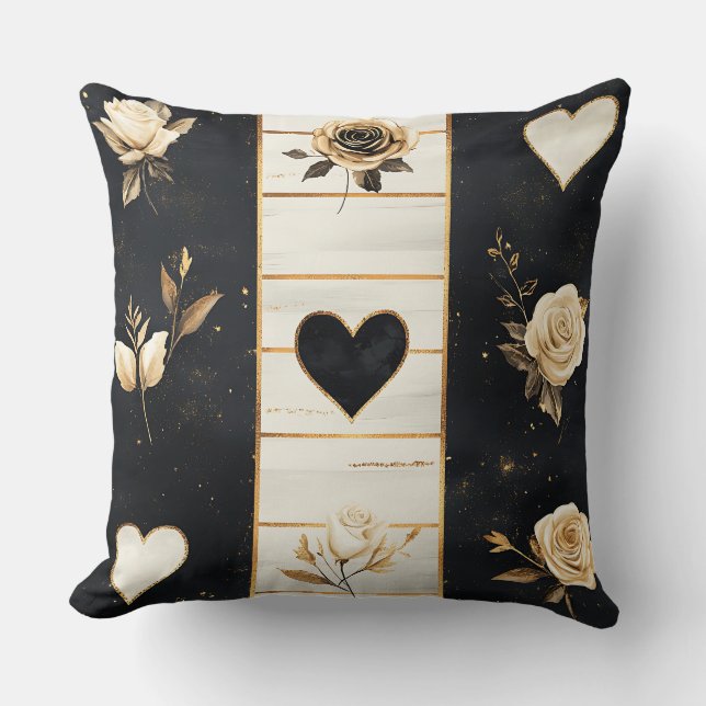 DISTRESSED BLACK GULD WHITE VALENTINE THEME KUDDE (Framsida)