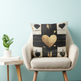DISTRESSED BLACK GULD WHITE VALENTINE THEME KUDDE