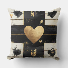 DISTRESSED BLACK GULD WHITE VALENTINE THEME KUDDE