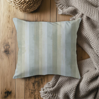 Distressed Blue Gray Beige Modern Farmhouse Stripe Kudde