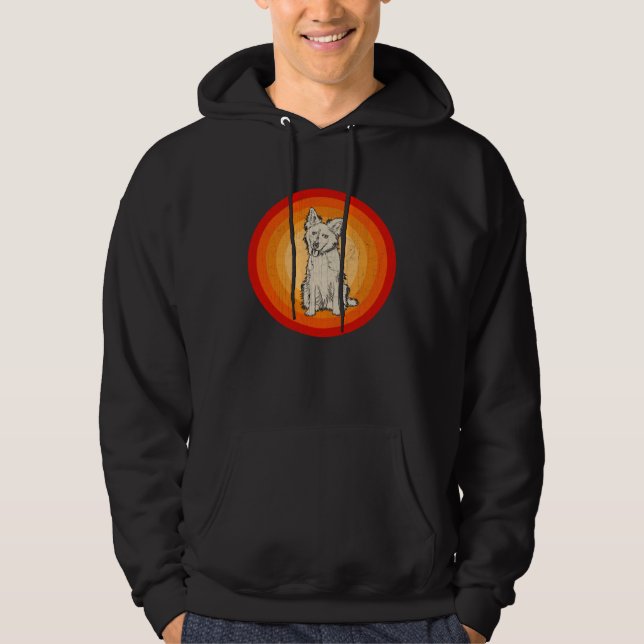Distressed Border Collie Dog  Retro Style Hoodie (Framsida)