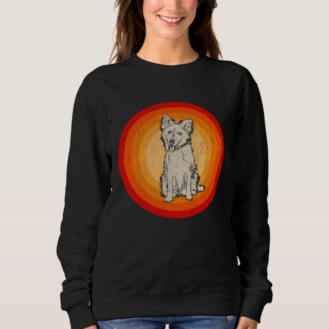 Distressed Border Collie Dog  Retro Style T Shirt (Framsida)