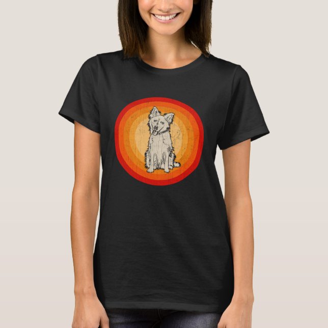 Distressed Border Collie Dog  Retro Style T Shirt (Framsida)