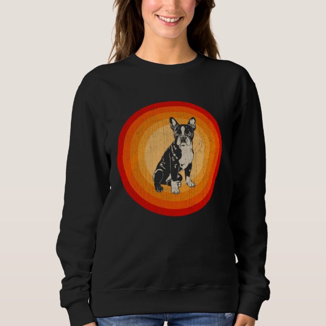 Distressed Boston Terrier  Retro Style T Shirt (Framsida)