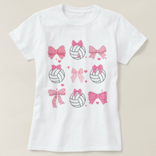 Distressed Bow Volleyboll Tröja, Volleyboll Coquet T Shirt