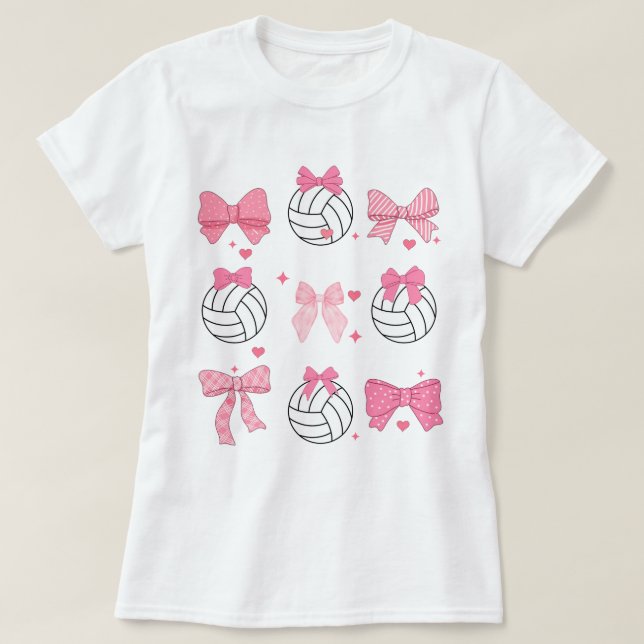 Distressed Bow Volleyboll Tröja, Volleyboll Coquet T Shirt (Design framsida)