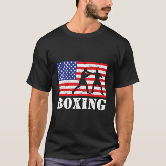 Distressed Boxing Usa American Flag Boxer Fighter T Shirt