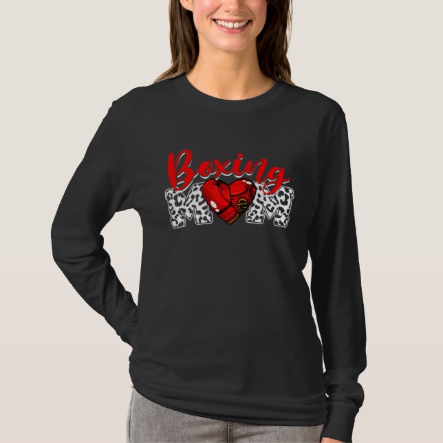Distressed Boxningshjärta Boxningsmamma Mors Dag T Shirt (Framsida)