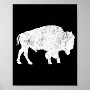 Distressed Buffalo Retro Bison Djurälskare T-shirt Poster