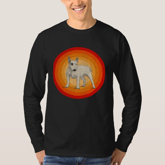 Distressed Bull Terrier Dog  Retro Style T Shirt (Framsida)