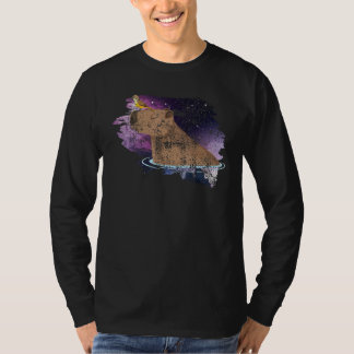 Distressed Capybara And Bird Nature Animal Rodent  T Shirt