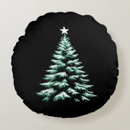 Distressed Christmas Tree Green Peppermint Stripes Rund Kudde