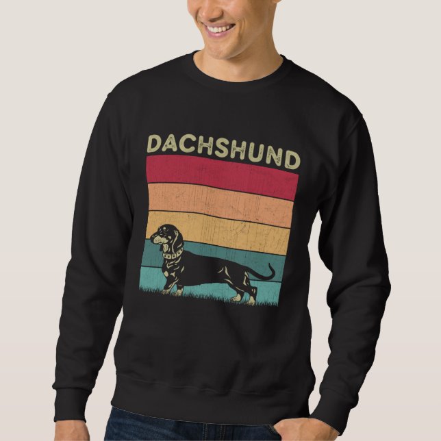 Distressed Dachshund Dog  Boys Girls Retro Style D Lång Ärmad Tröja (Framsida)