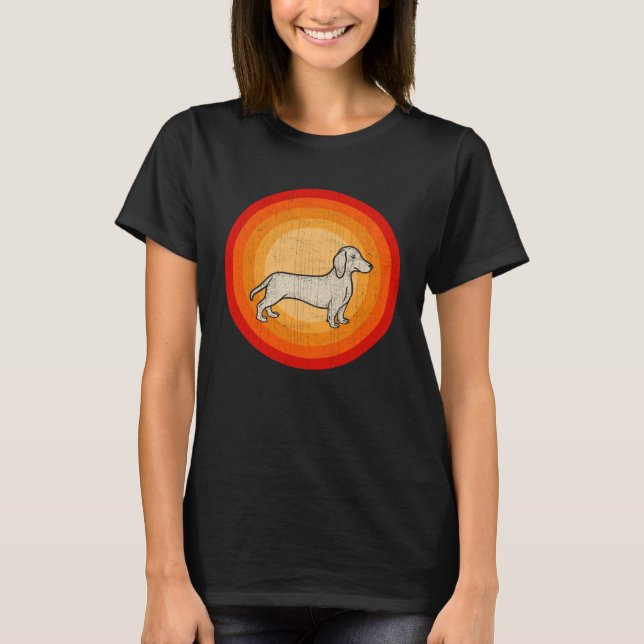 Distressed Dachshund Dog  Retro Style T Shirt (Framsida)