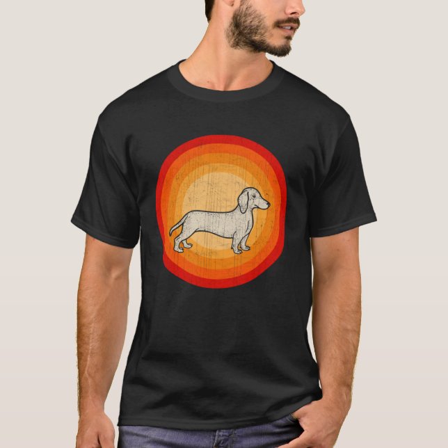 Distressed Dachshund Dog  Retro Style T Shirt (Framsida)