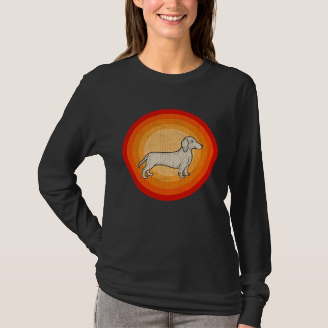 Distressed Dachshund Dog  Retro Style T Shirt (Framsida)
