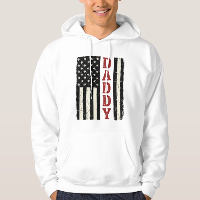 Distressed Daddy American Flag Shirt Design_1 Hoodie (Framsida)