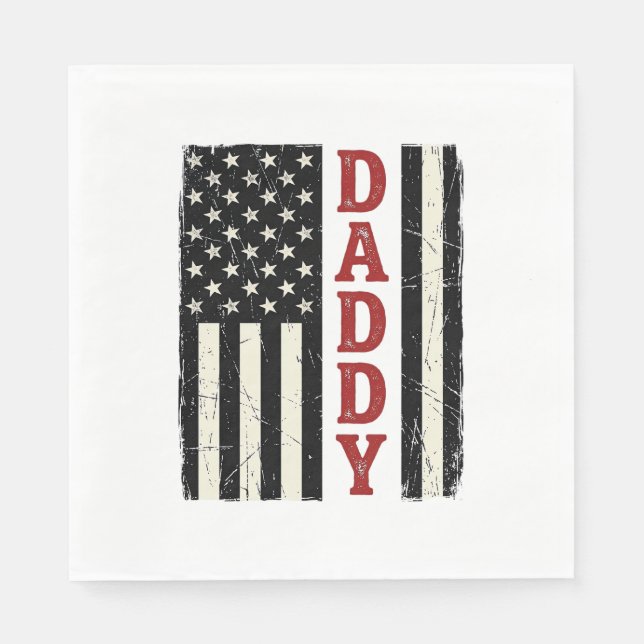 Distressed Daddy American Flag Shirt Design_1 Pappersservett (Framsidan)