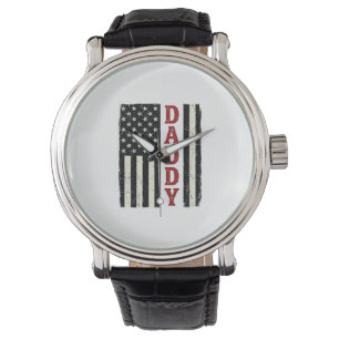 Distressed Daddy Amerikansk Flagga Tröja Design_1 Armbandsur