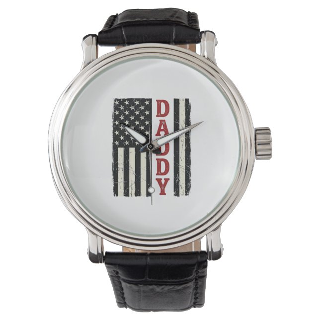 Distressed Daddy Amerikansk Flagga Tröja Design_1 Armbandsur (Framsida)