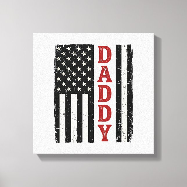 Distressed Daddy Amerikansk Flagga Tröja Design_1 Canvastryck (Framsida)