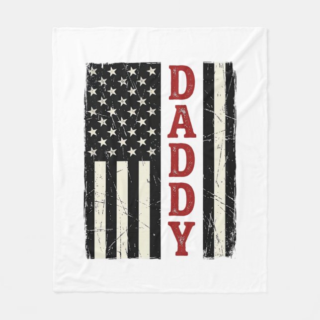 Distressed Daddy Amerikansk Flagga Tröja Design_1 Fleecefilt (Framsidan)